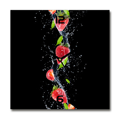 Reloj de pared cuadrado Fresas y agua