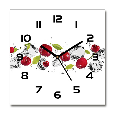 Reloj de pared cuadrado Cerezas y agua