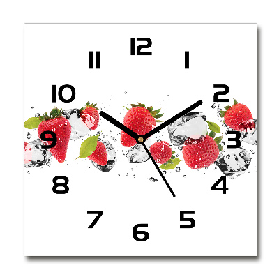 Reloj de pared cuadrado Fresas y agua