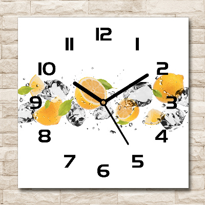 Zegar szklany na ścianę Cytryna i woda