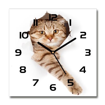 Reloj de pared cuadrado Gato