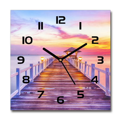 Reloj de pared cuadrado Muelle de madera