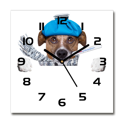 Reloj de pared cuadrado perro enfermo
