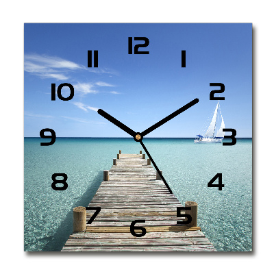 Reloj de pared cuadrado Muelle de madera