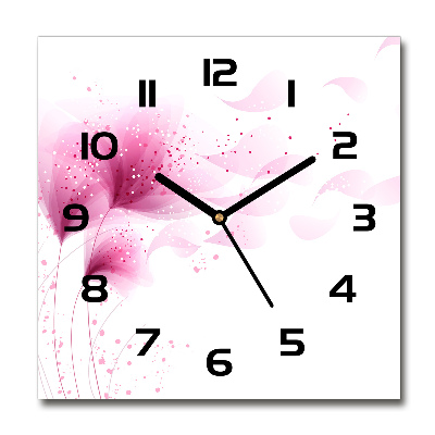 Reloj de pared cuadrado Flor rosa