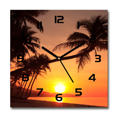 Reloj de pared cuadrado Playa al atardecer