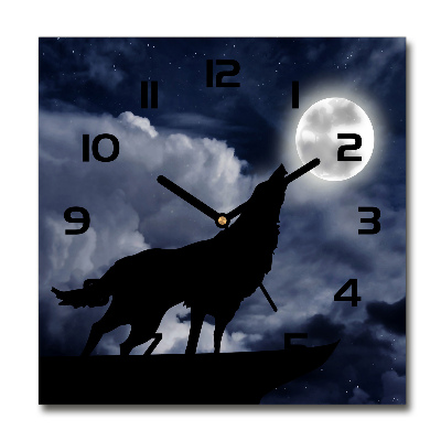 Reloj cuadrado El lobo aullador de la luna llena
