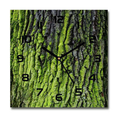 Reloj de pared cuadrado corteza de árbol