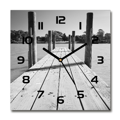 Reloj de pared cuadrado Muelle de madera