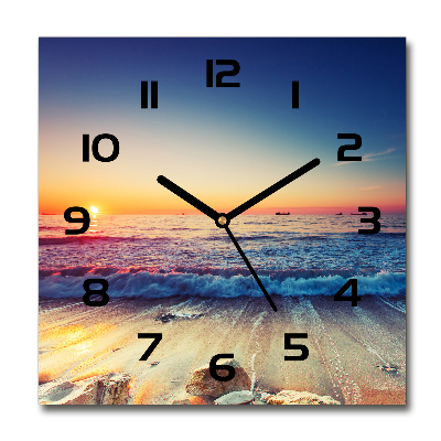 Reloj de pared cuadrado Amanecer en el mar