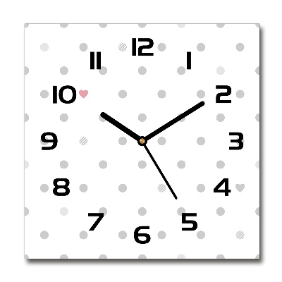Reloj de pared cuadrado Puntos y corazones