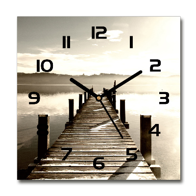 Reloj de pared cuadrado Muelle de madera