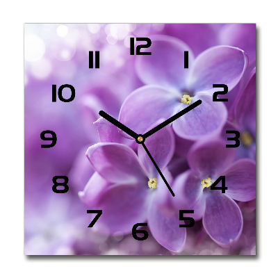 Reloj de pared cuadrado flores lilas