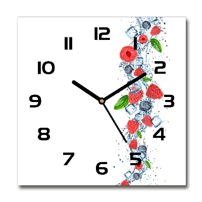 Reloj de pared cuadrado Frutos del bosque con hielo