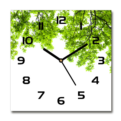 Reloj de pared cuadrado hojas de roble