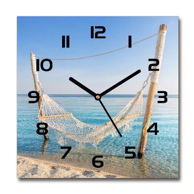 Reloj de pared cuadrado Hamaca junto al mar