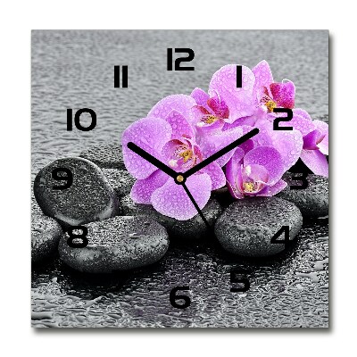 Reloj de pared cuadrado Piedras de orquídea