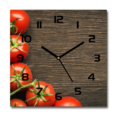 Reloj cuadrado Tomates en madera