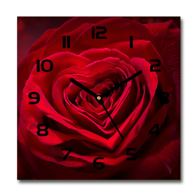 Reloj cuadrado Corazón de rosa roja