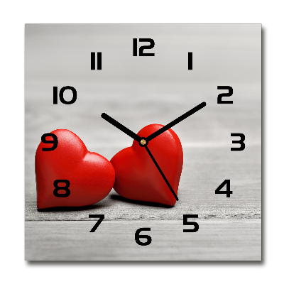 Reloj de pared cuadrado Corazones en madera