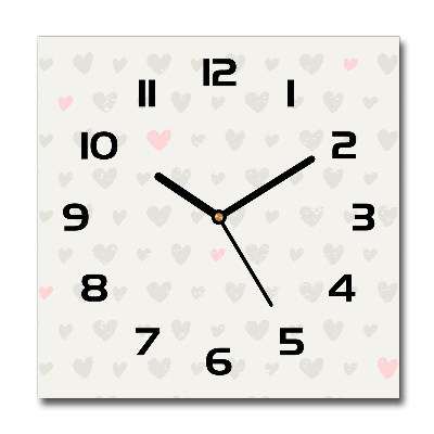 Reloj de pared cuadrado Fondo de corazones