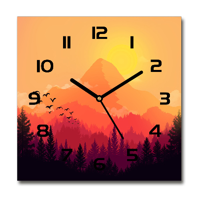 Reloj de pared cuadrado paisaje de montaña
