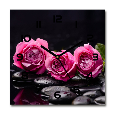 Reloj cuadrado rosas rosadas