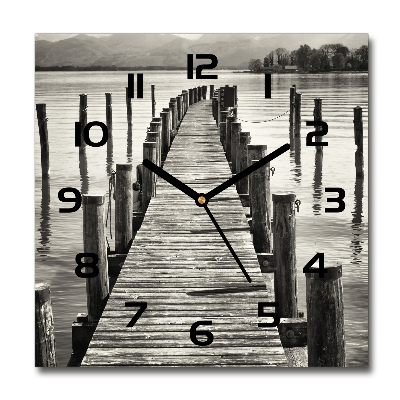 Reloj de pared cuadrado Muelle de madera