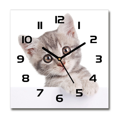 Reloj de pared cuadrado gato gris