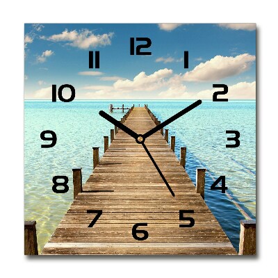 Reloj de pared cuadrado Muelle de madera