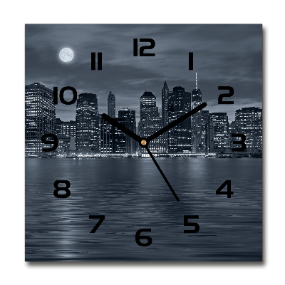 Reloj de pared cuadrado Nueva York de noche