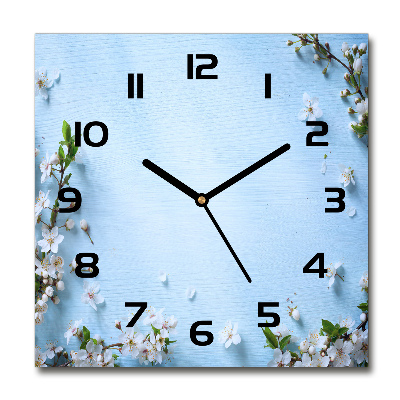 Reloj de pared cuadrado Fondo de flores de cerezo
