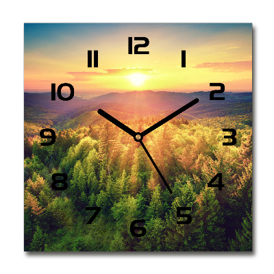 Reloj de pared cuadrado Atardecer en el bosque