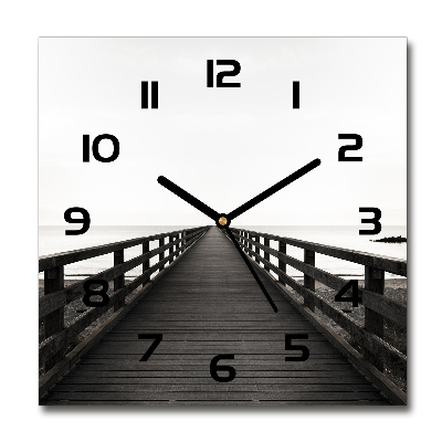 Reloj de pared cuadrado Muelle de madera