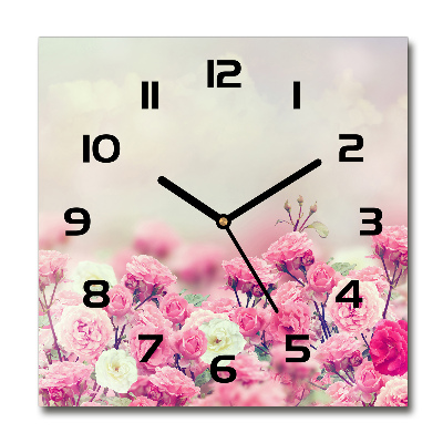 Reloj cuadrado flores de rosa silvestre