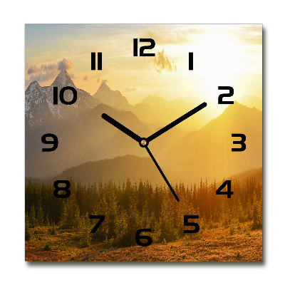 Reloj de pared cuadrado Puesta de sol sobre las montañas
