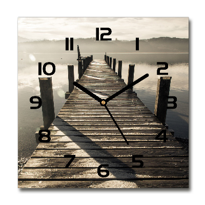 Reloj de pared cuadrado Muelle de madera