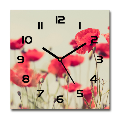 Reloj de pared cuadrado Amapolas de campo