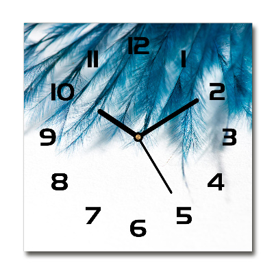 Reloj de pared cuadrado plumas azules