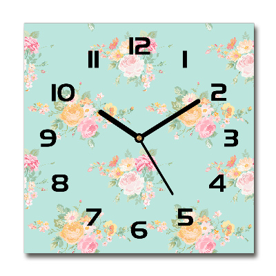 Reloj de pared cuadrado Patrón floral