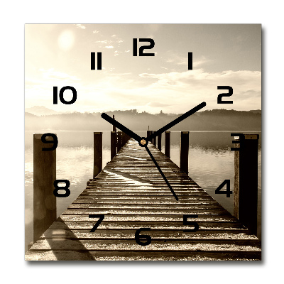 Reloj de pared cuadrado Muelle de madera