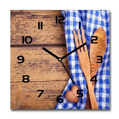 Reloj cuadrado Cubiertos de madera