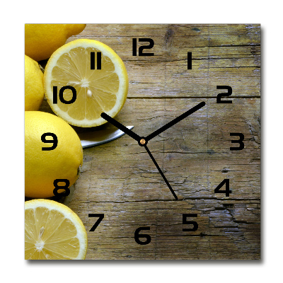 Reloj de pared cuadrado Limones en madera