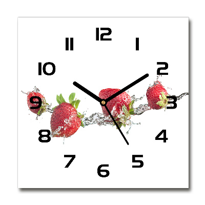 Reloj de pared cuadrado Fresas y agua