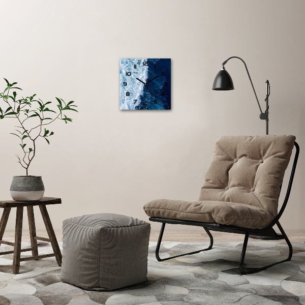 Zegar szklany na ścianę Morskie fale