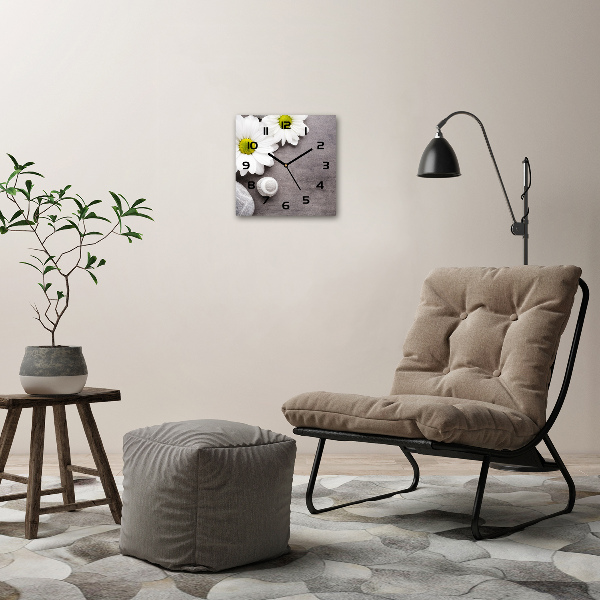 Zegar ścienny szklany kwadratowy Gerbera