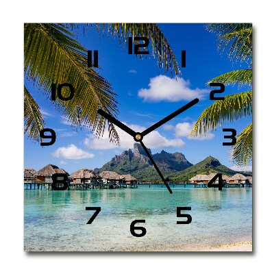 Reloj de pared cuadrado Palmeras en Bora Bora
