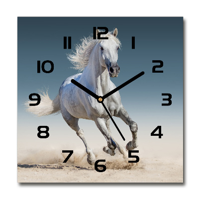 Reloj de pared cuadrado Un caballo blanco galopando