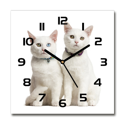 Reloj de pared cuadrado gatos blancos