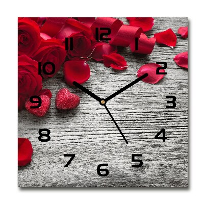 Reloj cuadrado rosas rojas